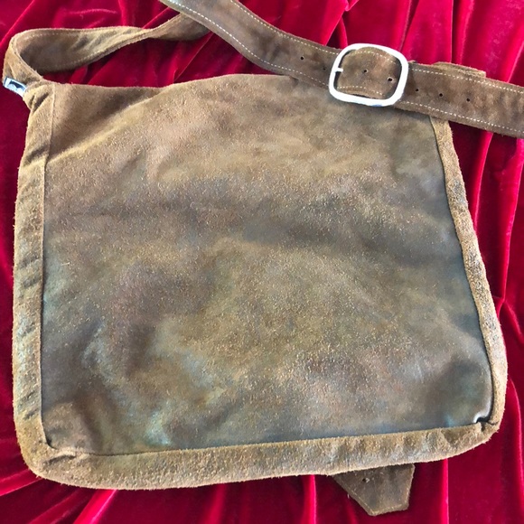 Unbuckle suede & leather messenger bag - Picture 3 of 6